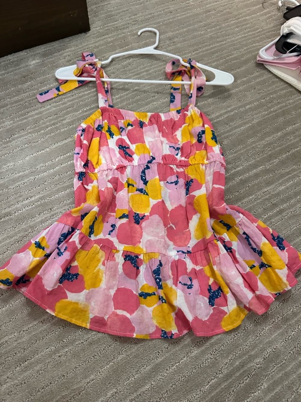 Pink Floral Tie-Shoulder Top